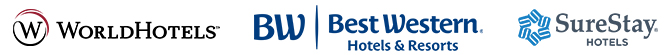WorldHotels Best Western Hotels and Resorts and SureStay Hotels Logos.