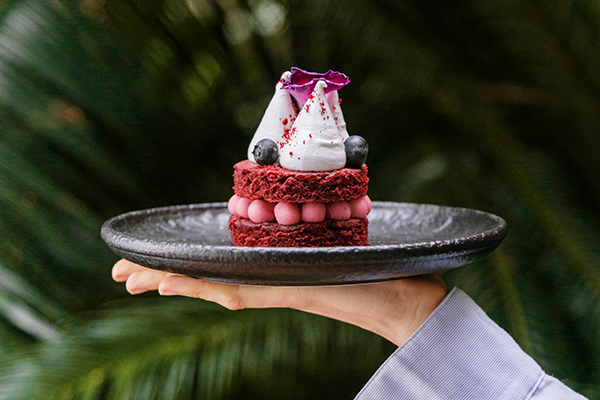 beautiful desert on a silver plate